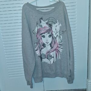Gray Sweatshirt with Mermaid Design